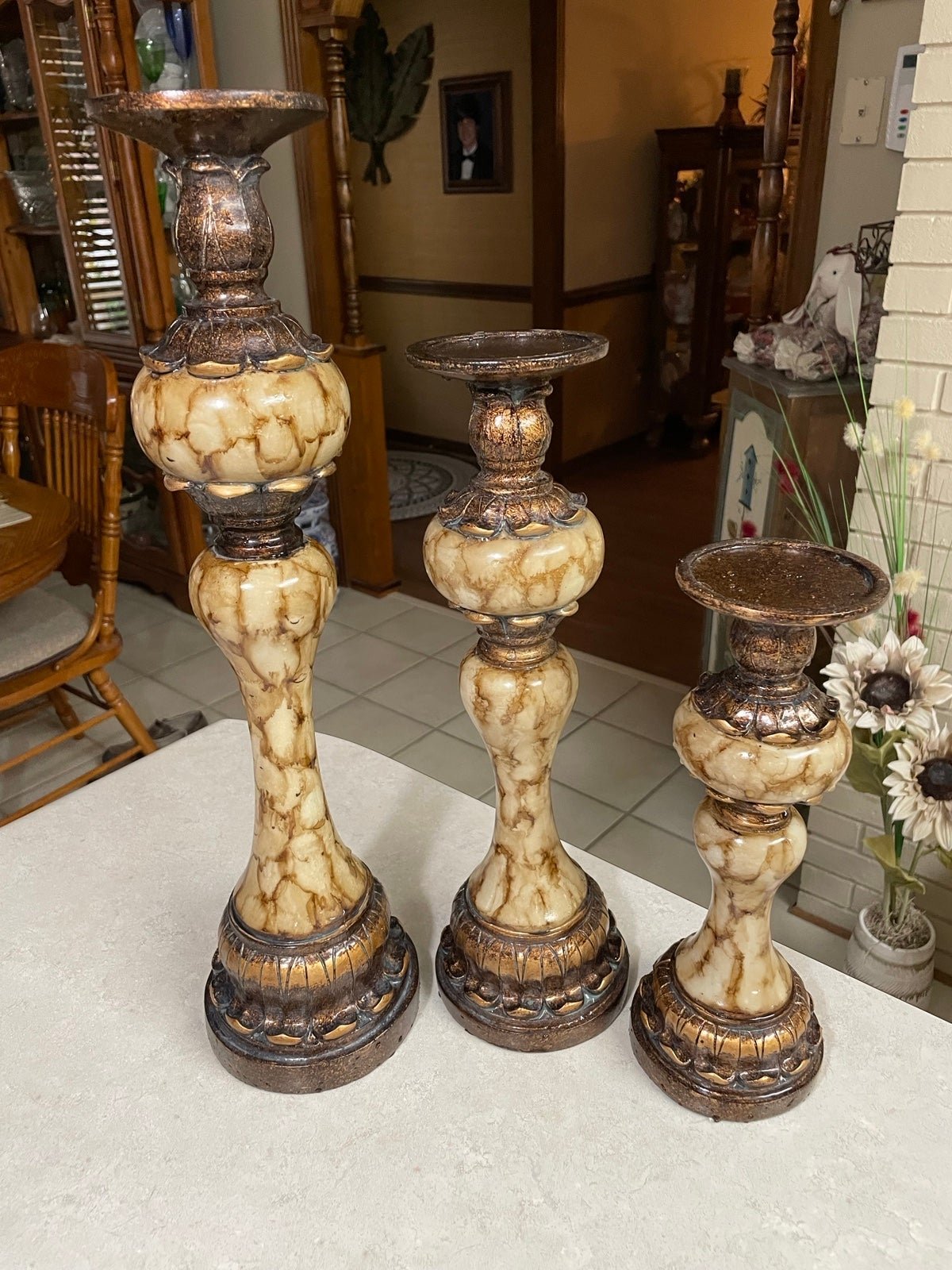 Marble look candleholder set JT 682