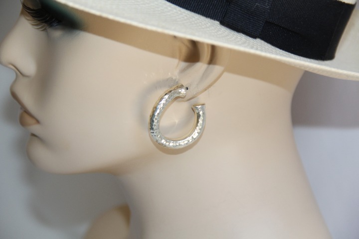 Simon Sebbag Sterling Silver Hammered Twist Hoops