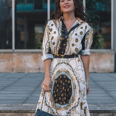 ZARA CHAIN PRINT PLEATED SKIRT