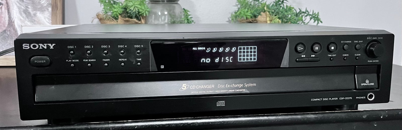Sony CDP-CE375 5 CD Changer Compact Disk Player Recorder Tested No Remote