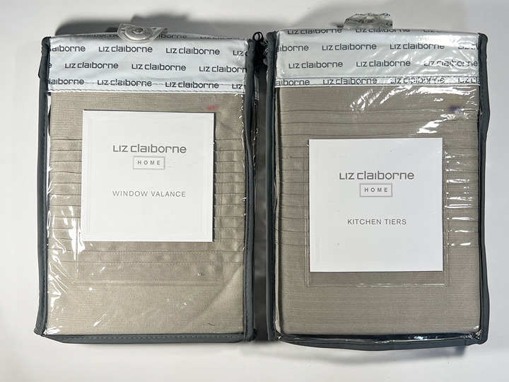 Liz Claiborne Home Variety Lot of 2: Window Valance & Kitchen Tiers