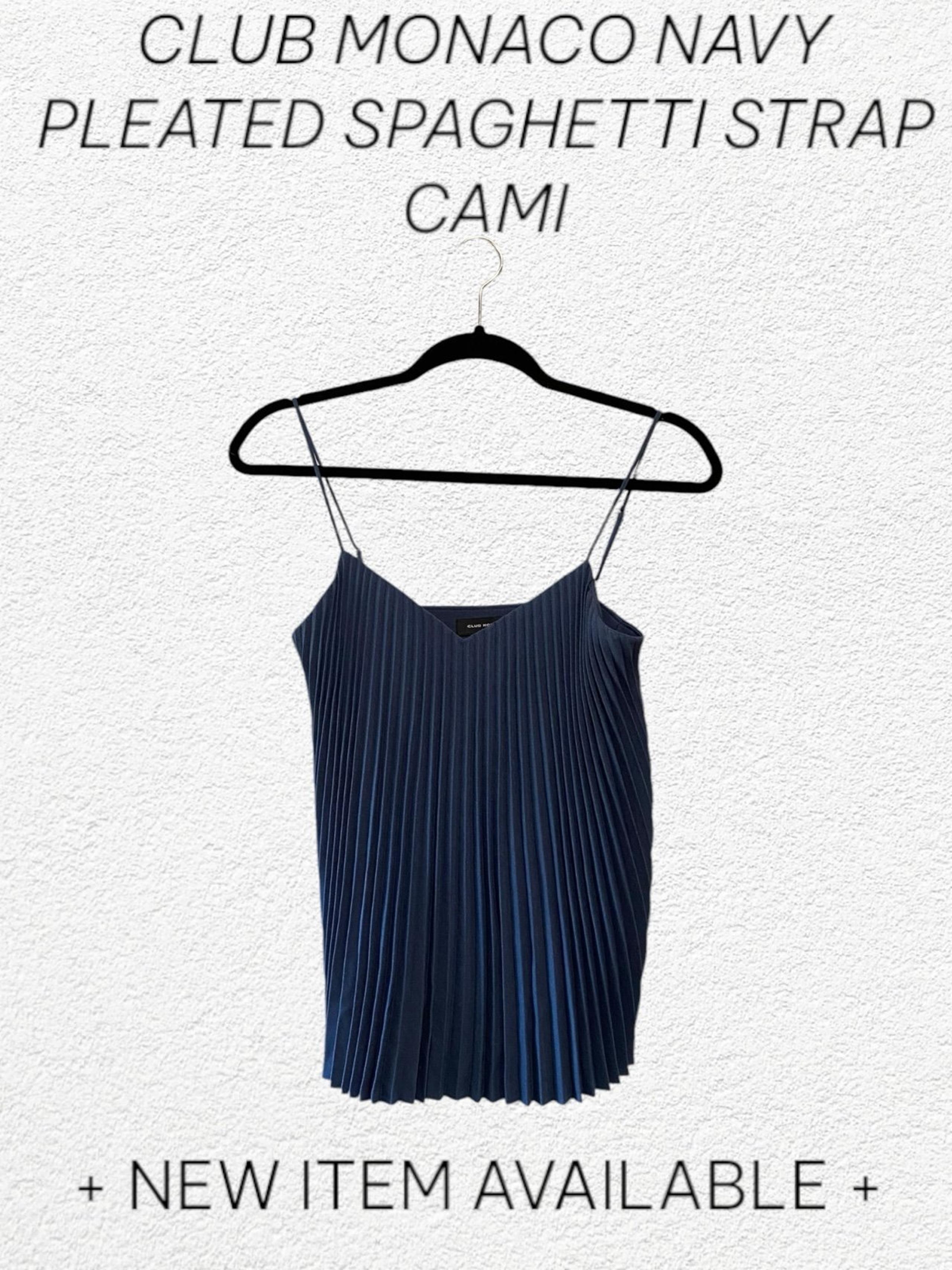 Club Monaco Navy Pleated Spaghetti Strap Cami Size XSMALL