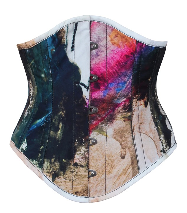 Corset Story Abstract Ink Print Waspie Waist Trainer