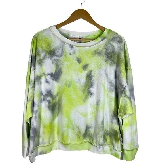 Free People Womens Kelly Tie Dye Inside Out Knit Sweatshirt Size XS Oversized