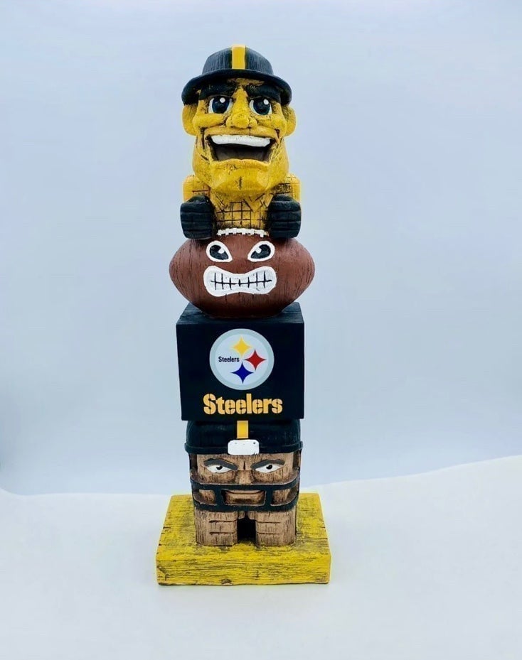 NFL Pittsburgh Steelers Mascot Tiki Totem Pole Steely Mcbeam Evergreen 16” Rare