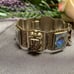 Vintage Taxco Mexico Sterling Silver & Abalone Aztec Warrior Panel Link Bracelet