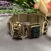 Vintage Taxco Mexico Sterling Silver & Abalone Aztec Warrior Panel Link Bracelet