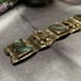 Vintage Taxco Mexico Sterling Silver & Abalone Aztec Warrior Panel Link Bracelet