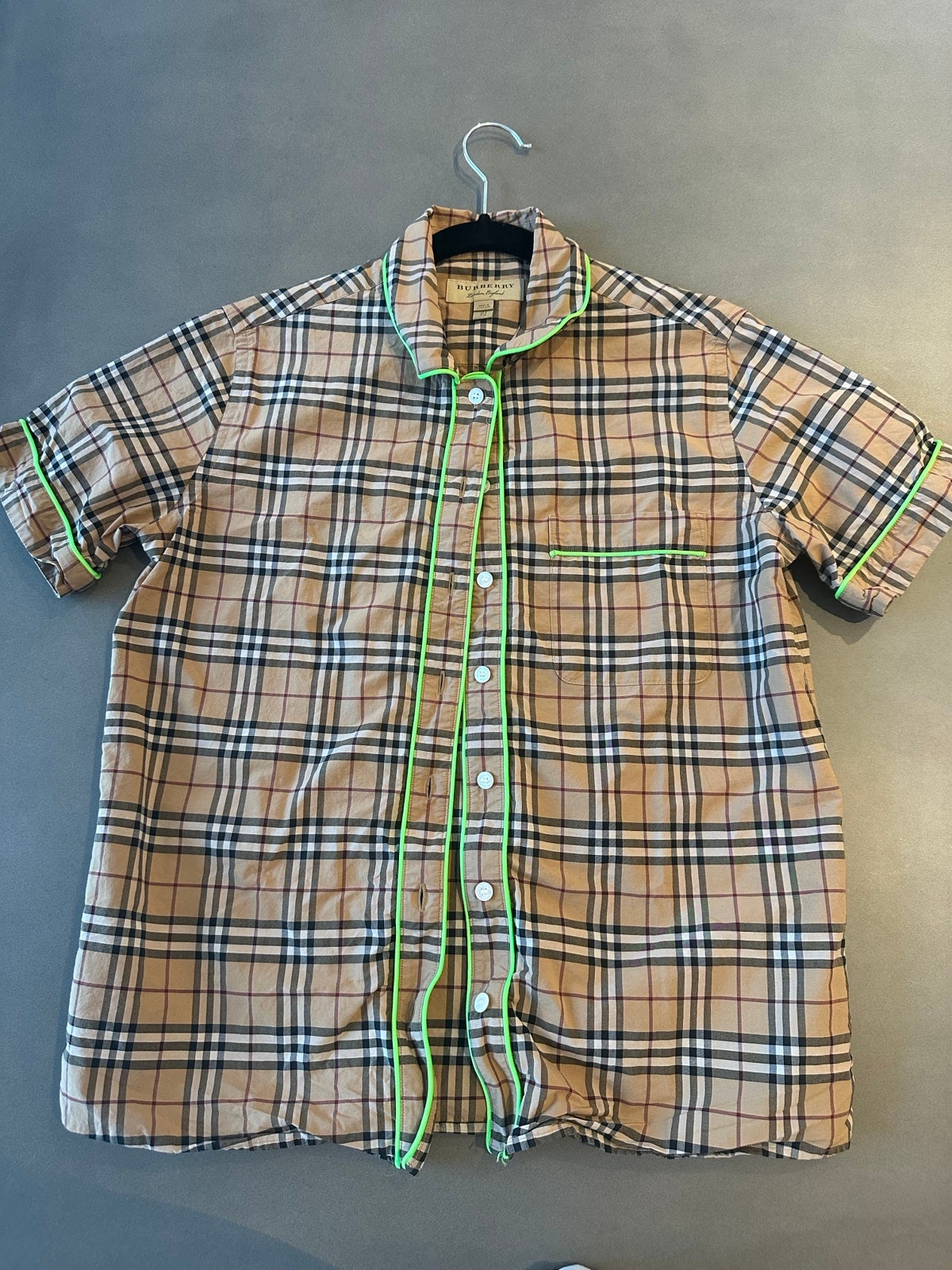 Burberry Plaid Shirt with Neon Stitching