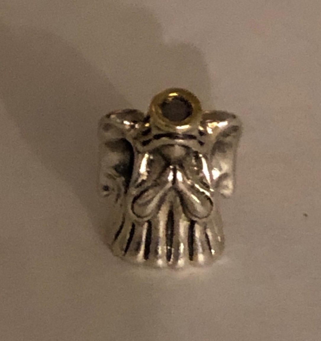 Pandora Sterling Silver 14K Yellow Gold Halo Divine Angel Retired Bead Charm