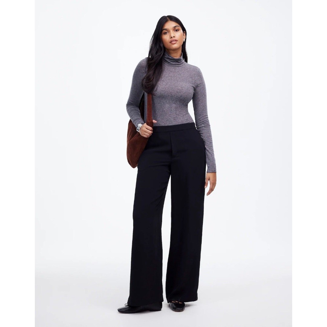 Madewell Womens Pull-On Wide-leg Pants in Crepe Black NWT 108 Size M Medium