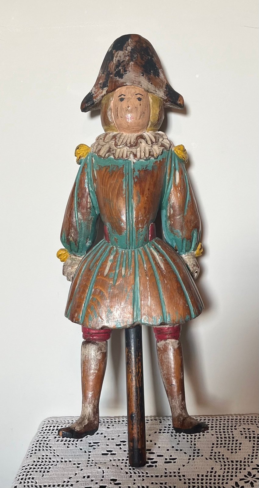 Hand Painted Sarried Wooden Jester Folk Art Doll