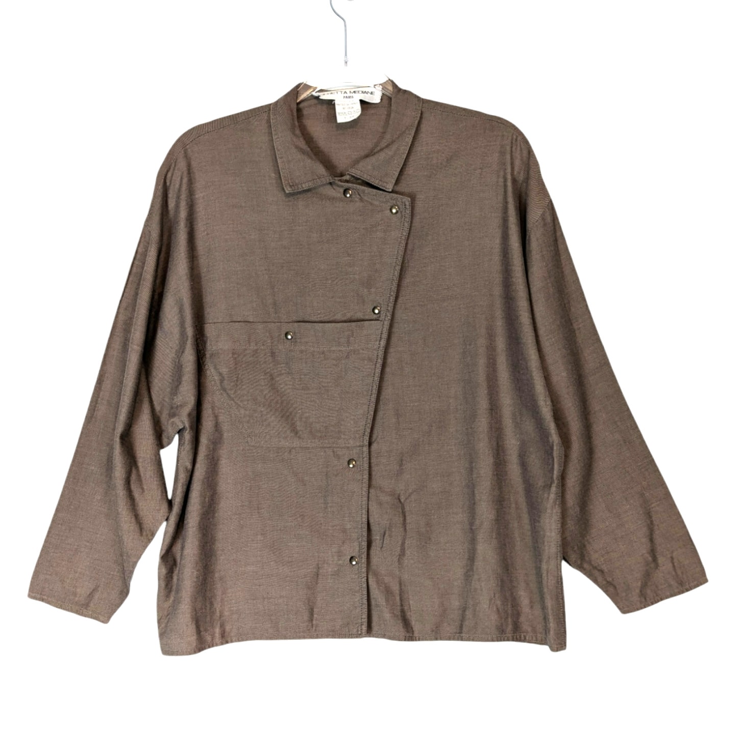 Vintage Beretta Mediane Paris Shirt Asymmetrical Flap Snaps Cotton Size 38