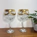 2 Gold Trim Wine Glasses Clear Glass Goblets Large 9 H 4 W Garland Accents