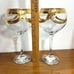 2 Gold Trim Wine Glasses Clear Glass Goblets Large 9 H 4 W Garland Accents
