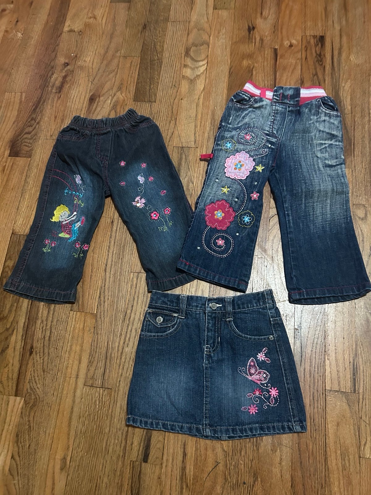 Toddler Embroidered Jeans & Skirt