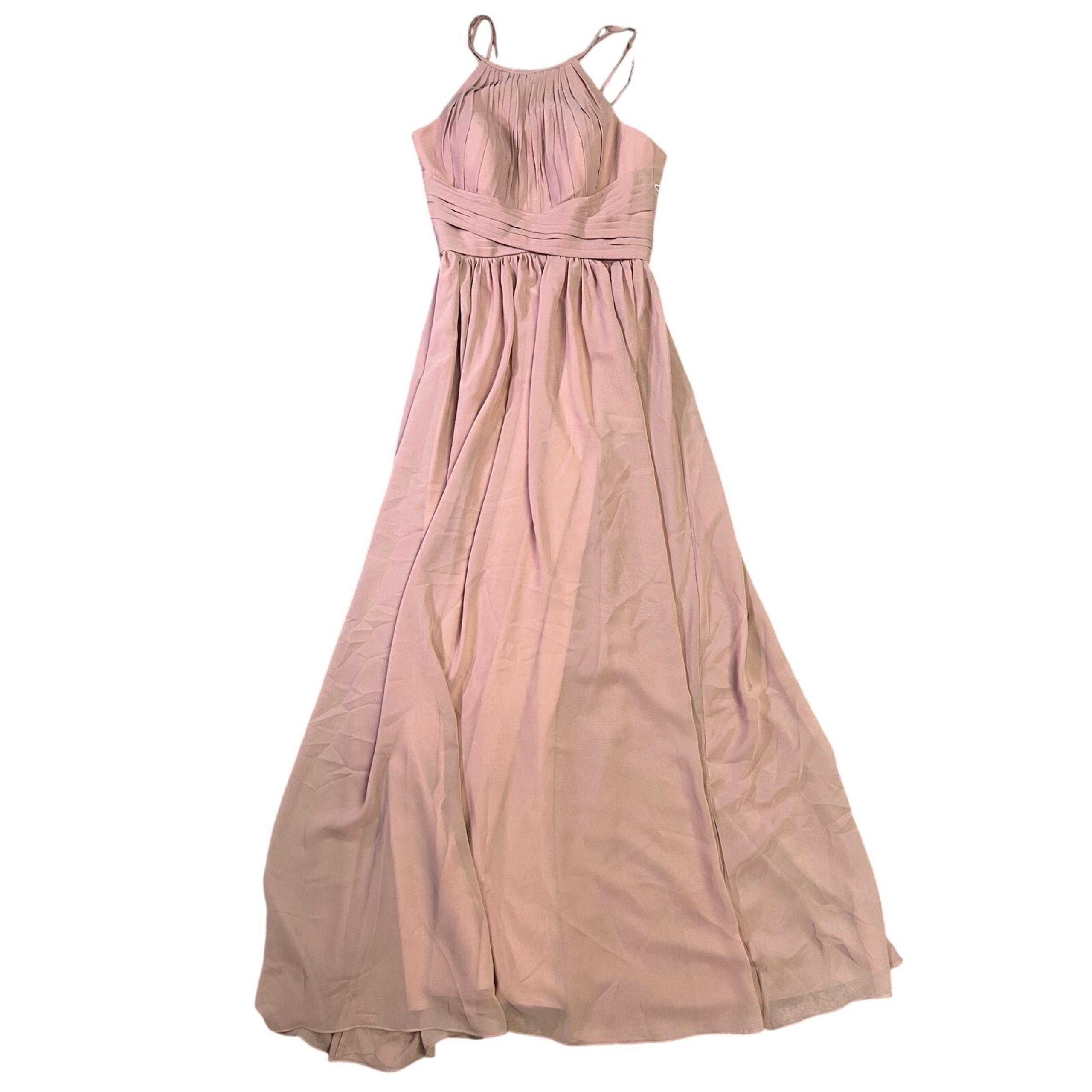 JJ’s House A-Line Scoop Floor-Length Chiffon Bridesmaid Dress, Blush Pink Sz 8