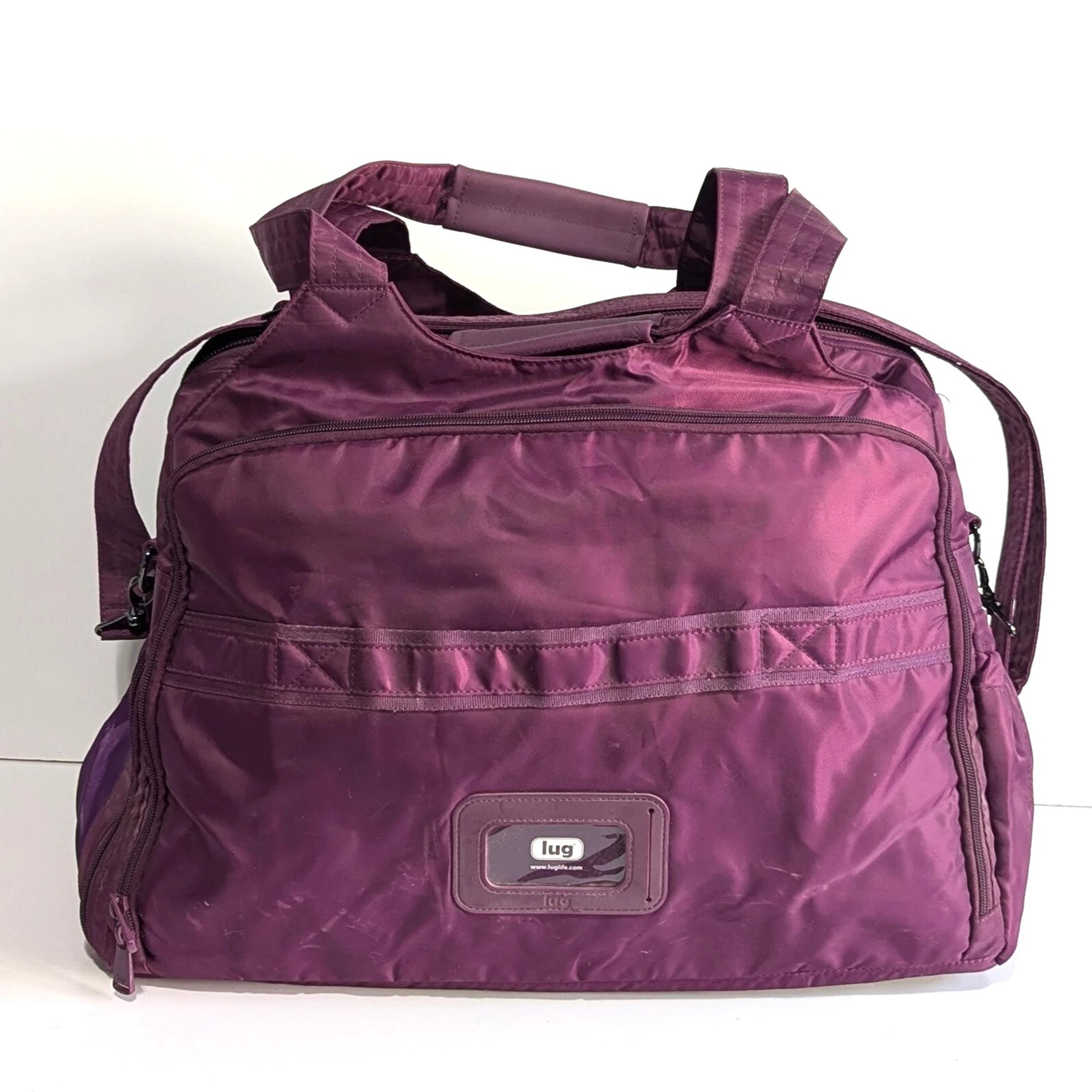 LUG Large Cartwheel Bag Duffle Tote Purple Quilted Overnight Carry On Gym Yoga