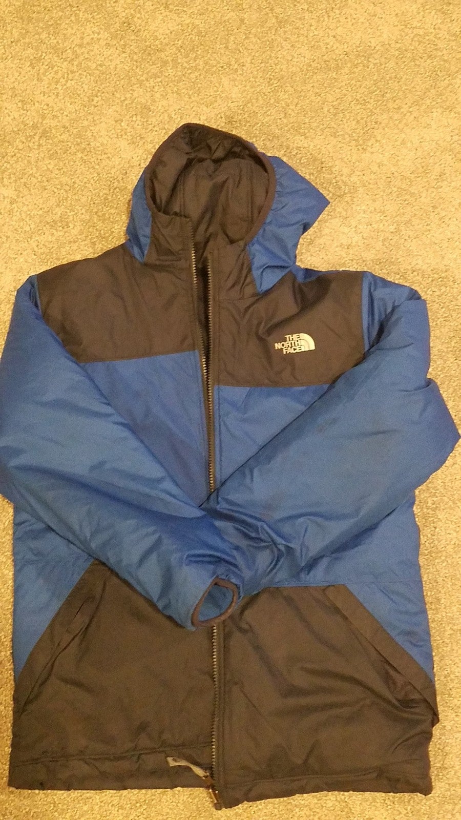 North Face Youth 16 Blue and Black reversible Jacket