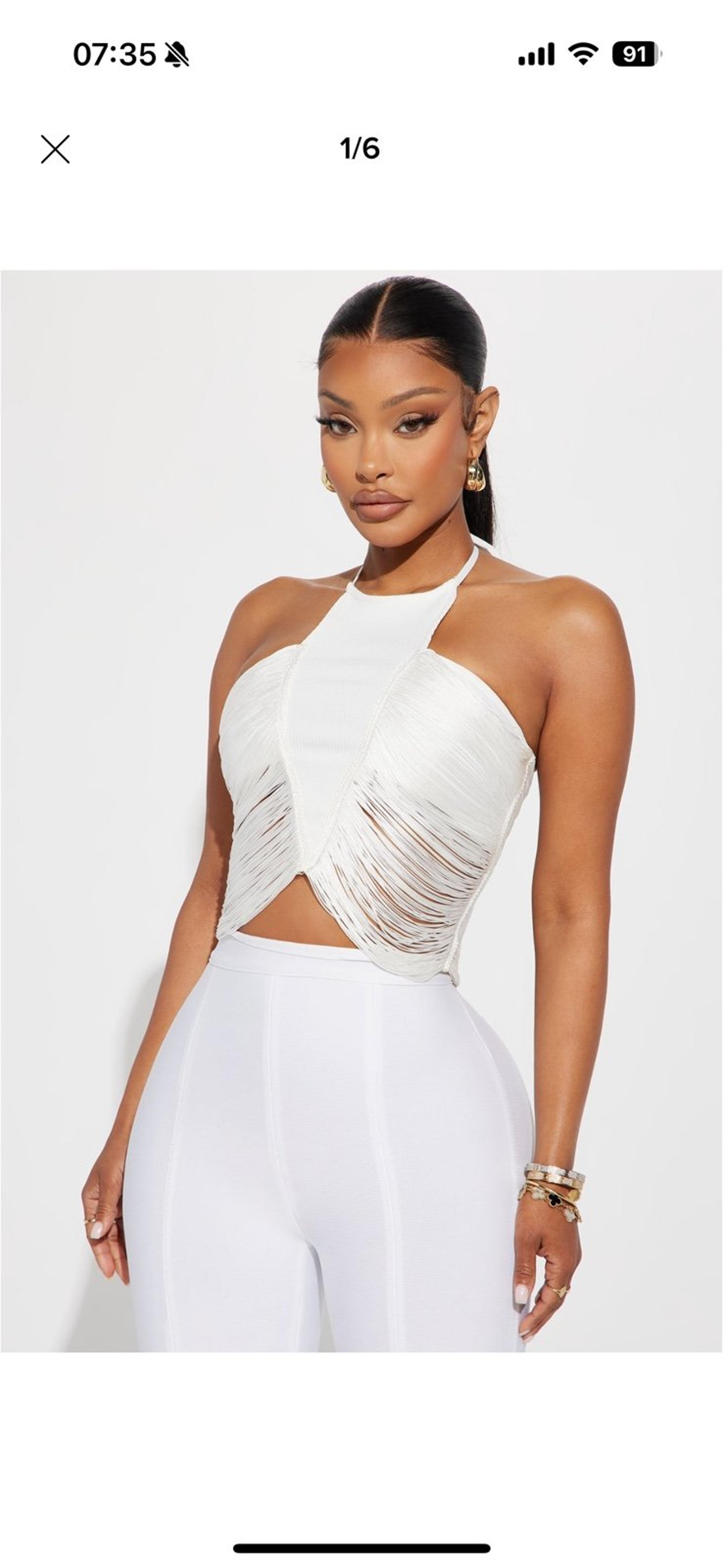 BRAND NWT Fashion Nova White Fringe Top