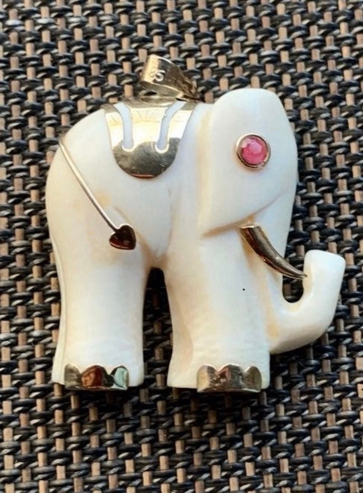 BIG 14K Solid Gold Genuine Ivory Pendant