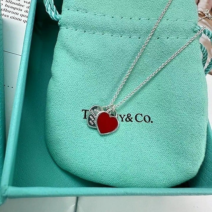 Red Double Heart Tag Pendant