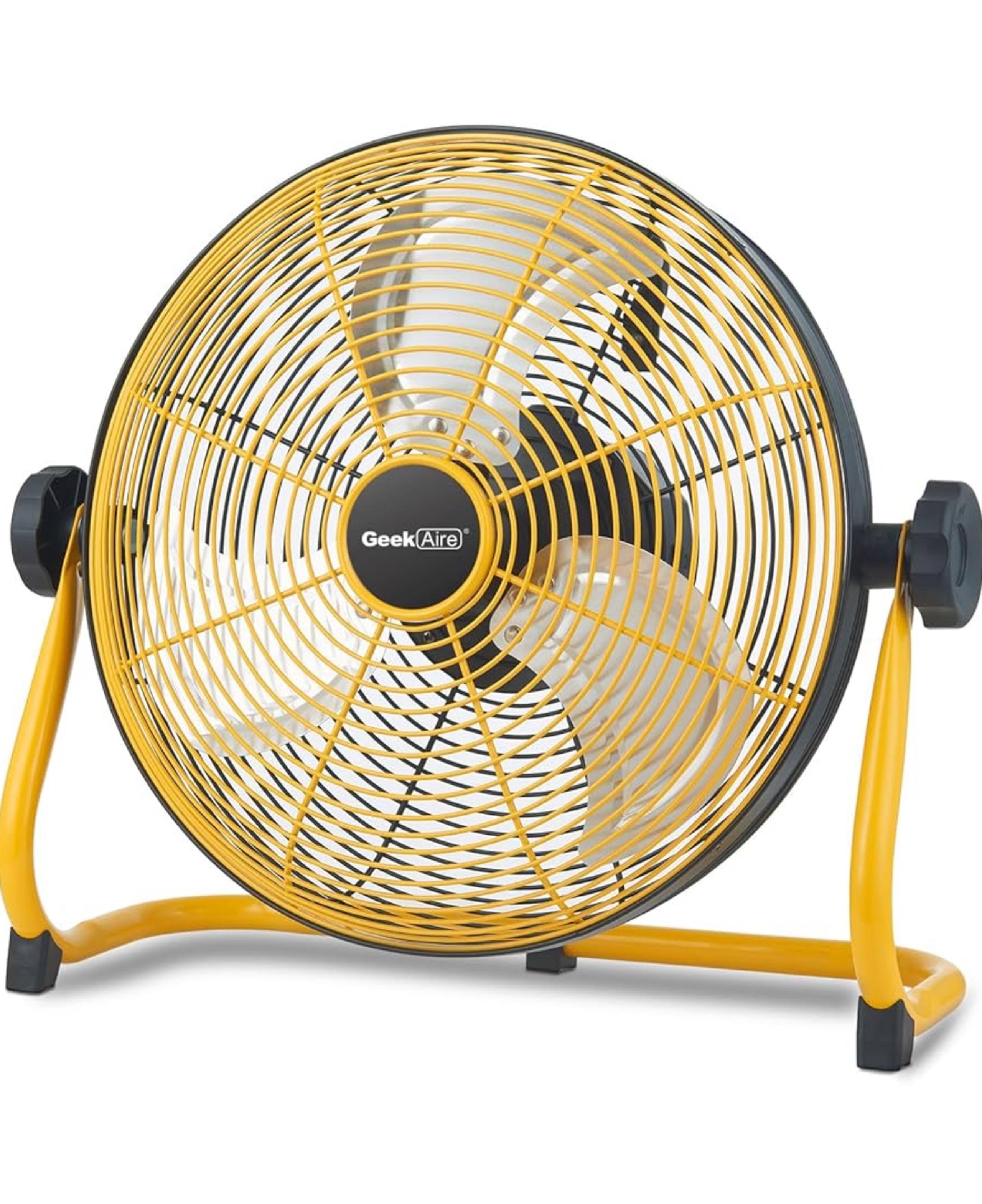 12" Portable Battery Operated Fan with Metal Blade, 360 Vertical Tilt
