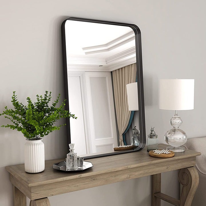 Black Slim 28 x 18 Floating Wall Mirror