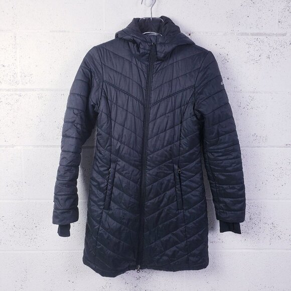 Columbia Omni Heat Jacket Insulated Long Hooded Winter Coat Parka Black Size XS