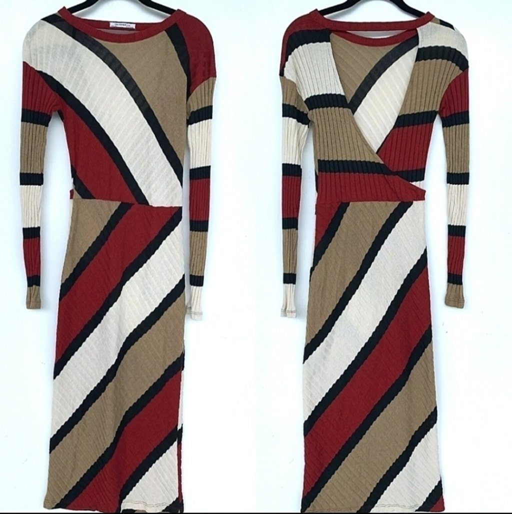 ZARA Trafulac Striped Knit Maxi Sweater Dress