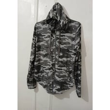 Coolibar womens small UPF 50 sun block hoodie full zip gray camouflage top