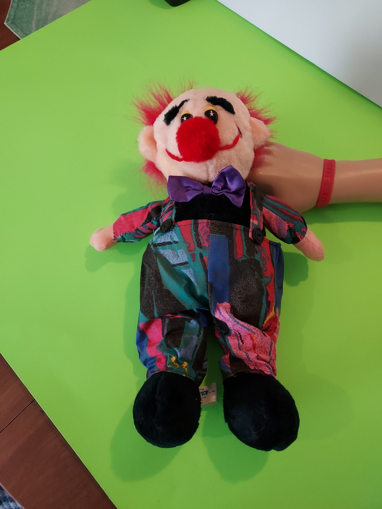 Vintage 1991 Liberty Toy Clown Man Plush Toy with Pink Hair - Rare