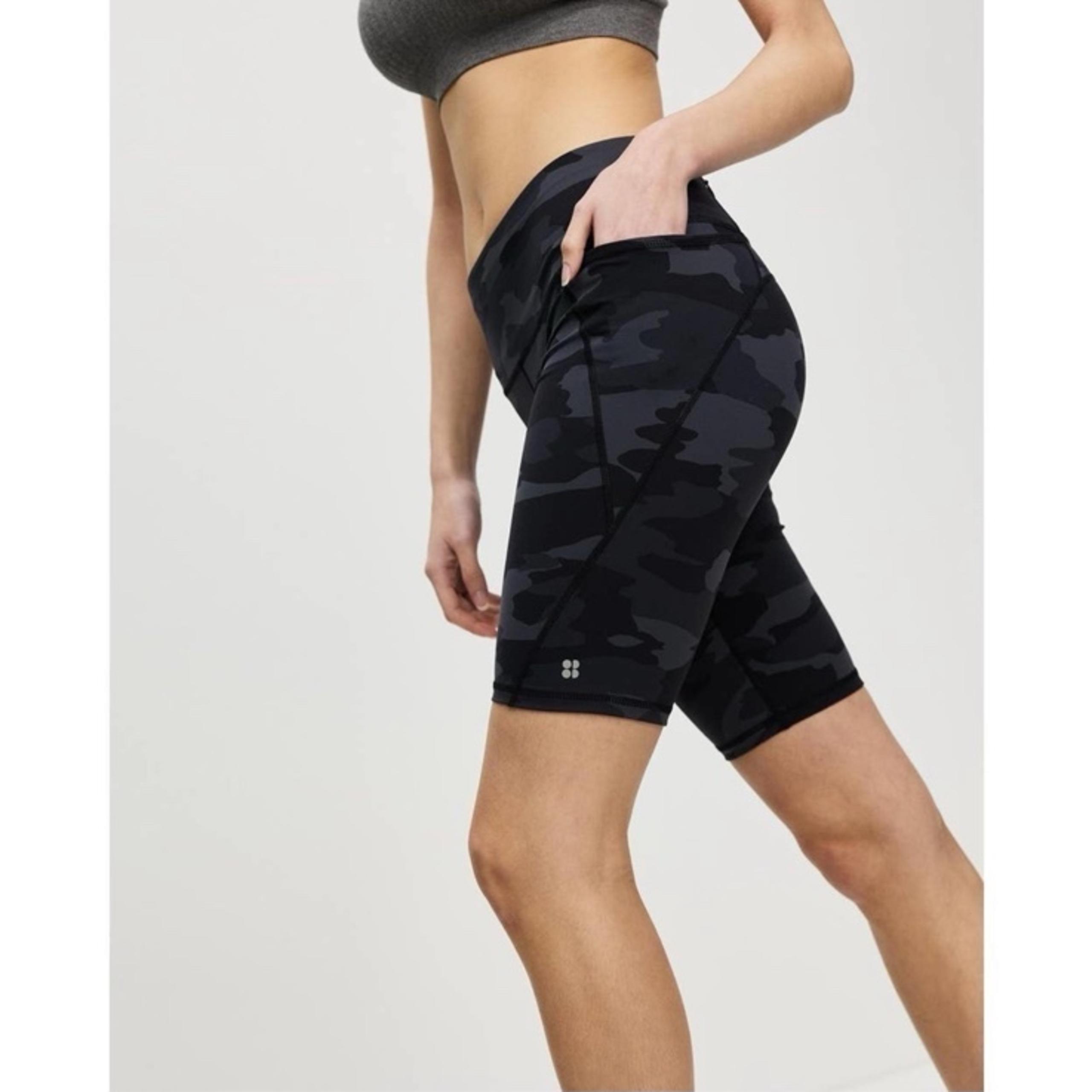 Sweaty Betty Power High Rise Camo Biker Shorts Black Gray Size Small Women’s