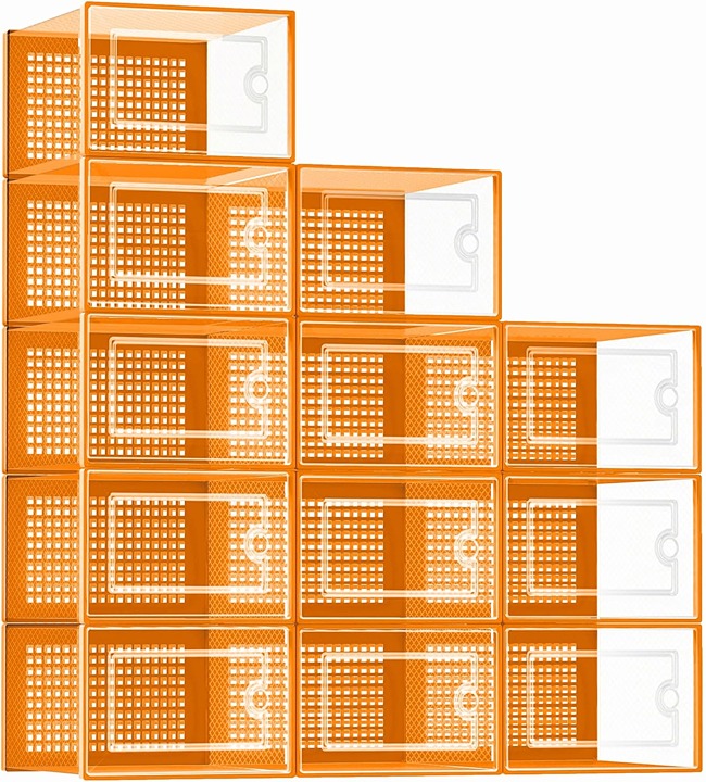 Large Shoe Organizers Storage Boxes for Closet, 12 Pack Clear Plastic Starage