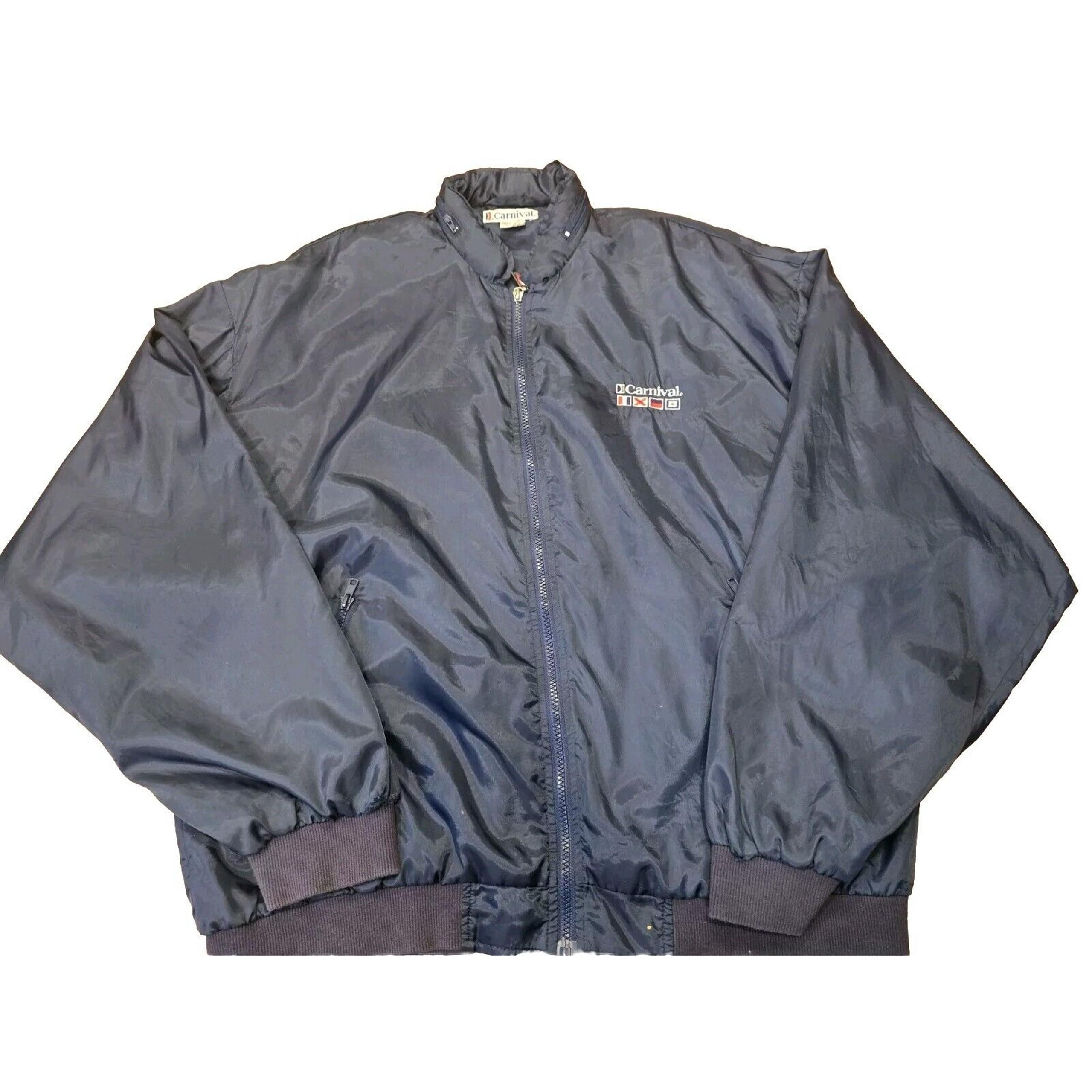 Vintage Carnival Cruise Line Full Zip Windbreaker Jacket Royal Blue Size Large