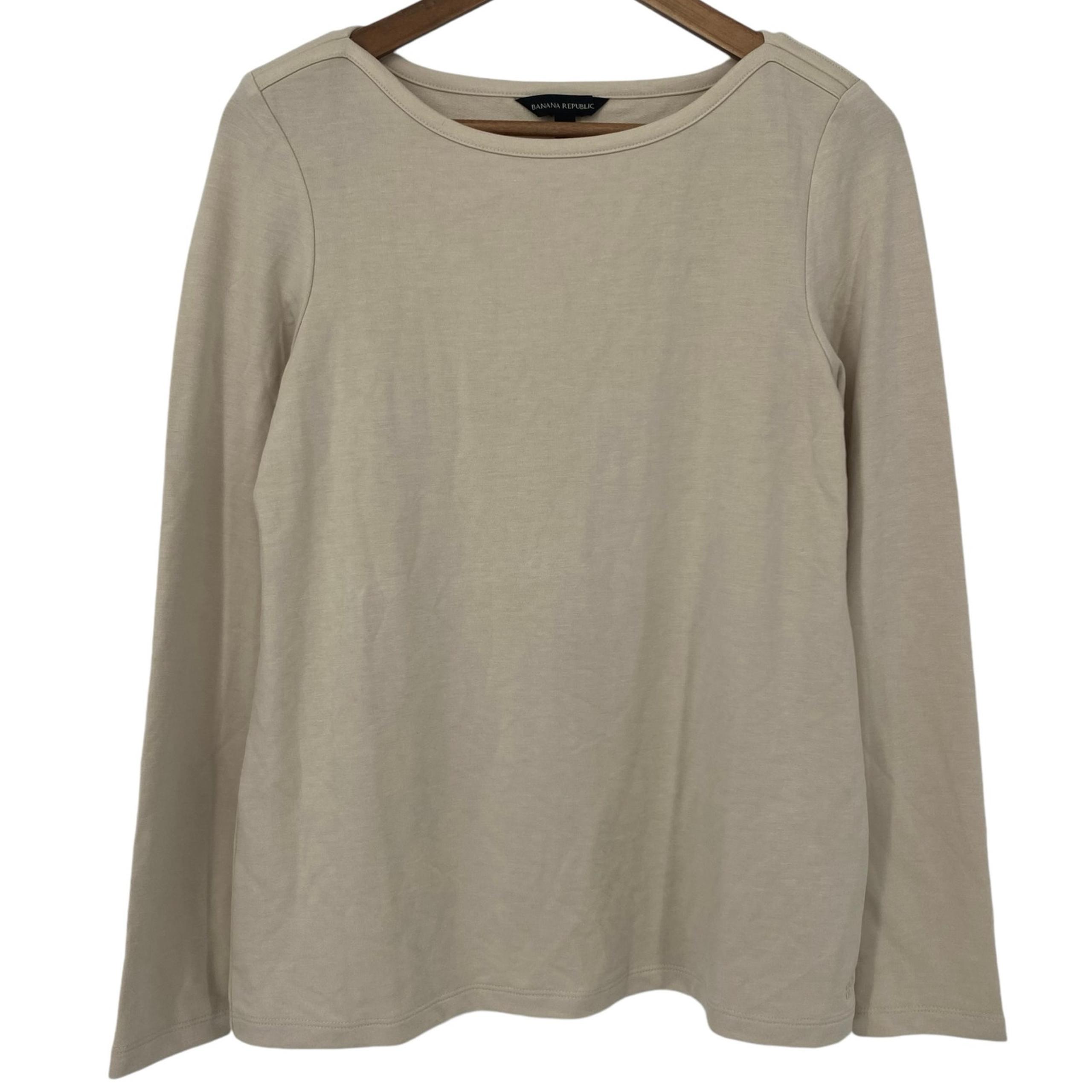 BANANA REPUBLIC NWOT Long Sleeve Lightweight Knit Top Shirt Cream XS Stretch