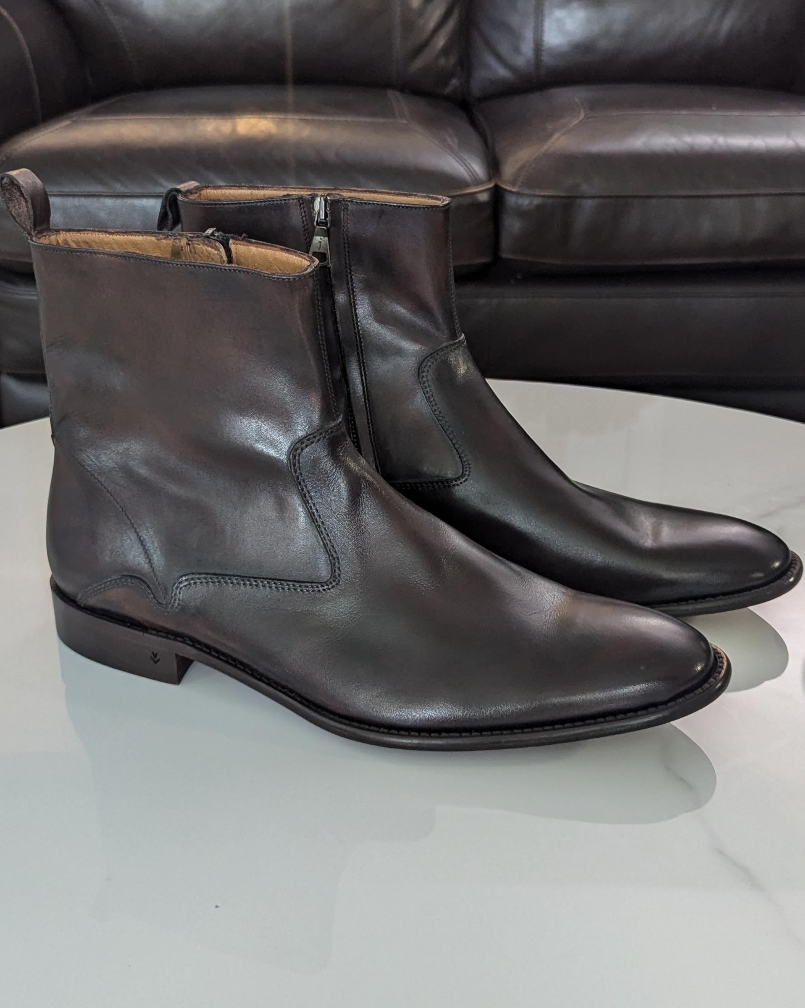 John Varvatos Men's Zip Boots Size 9- Handmade in Italy