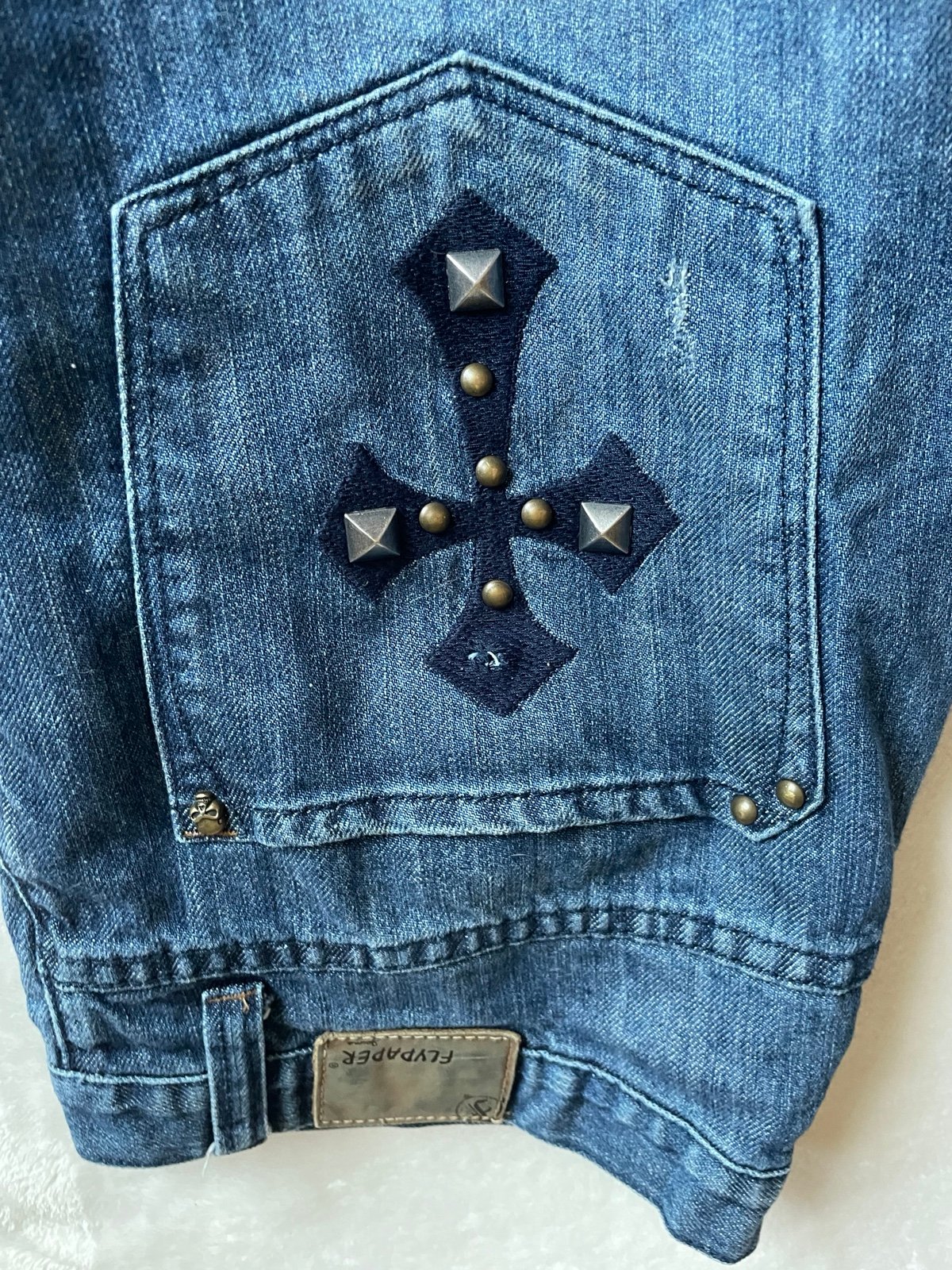 Cross printed jeans