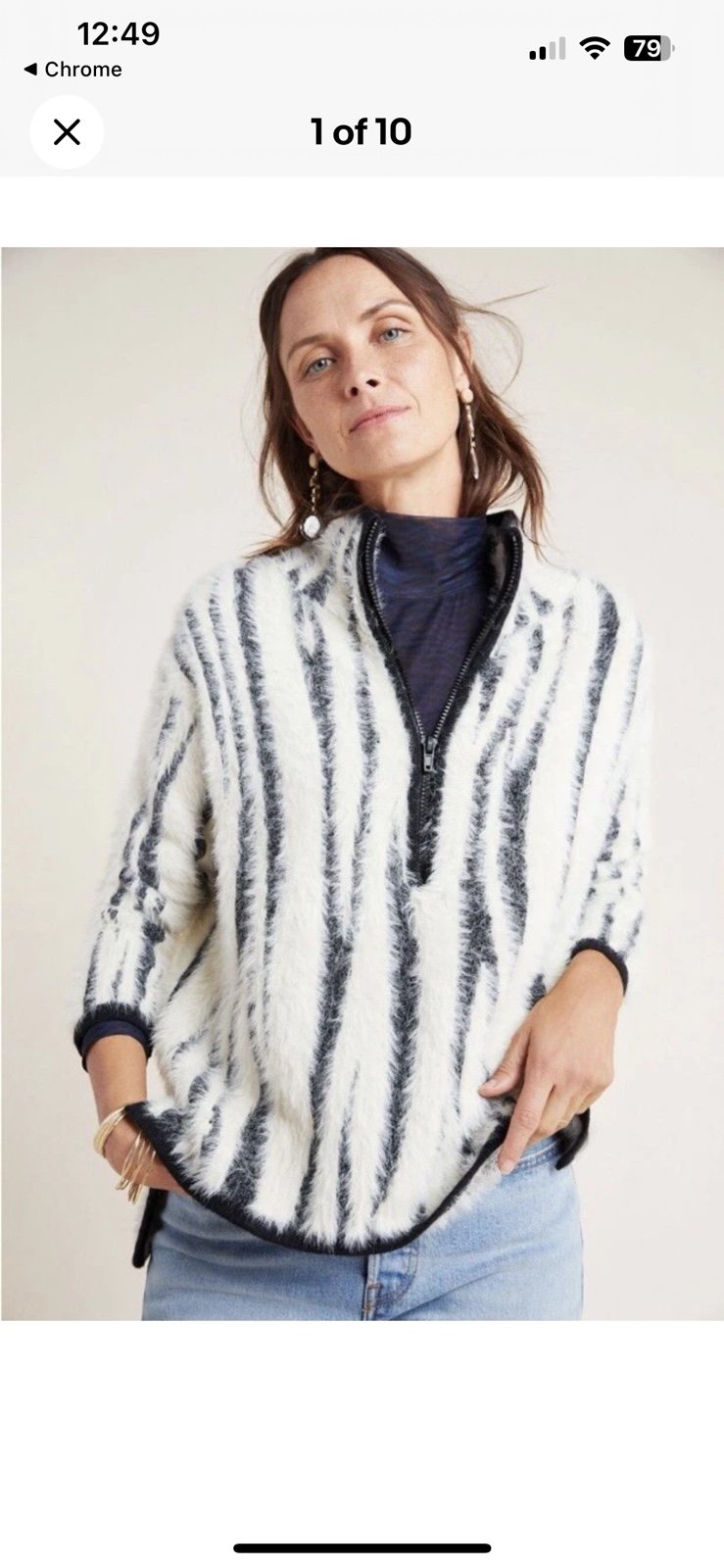 Women’s Anthropologie Cindy Eyelash Half Zip Pullover- Size S