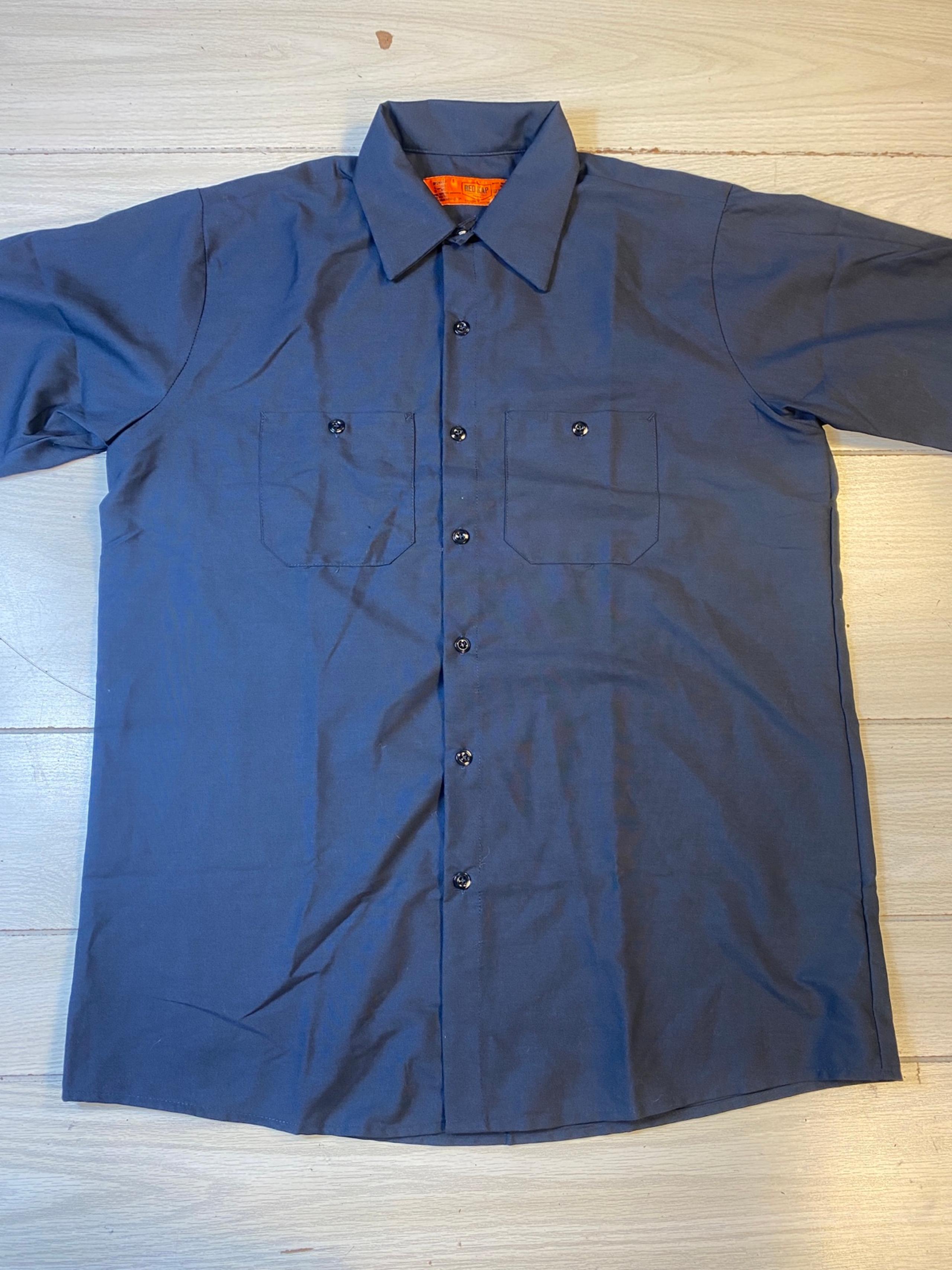 Red Kap Men's Industrial Work Shirt, Regular Fit, Short Sleeve, Navy ( L)