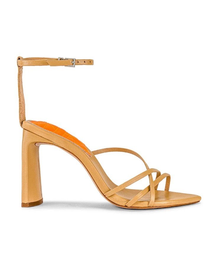 Schutz 2 Piece Nude Strappy Sandals Leather Ankle Strap Revolve Sz 10 Block Heel