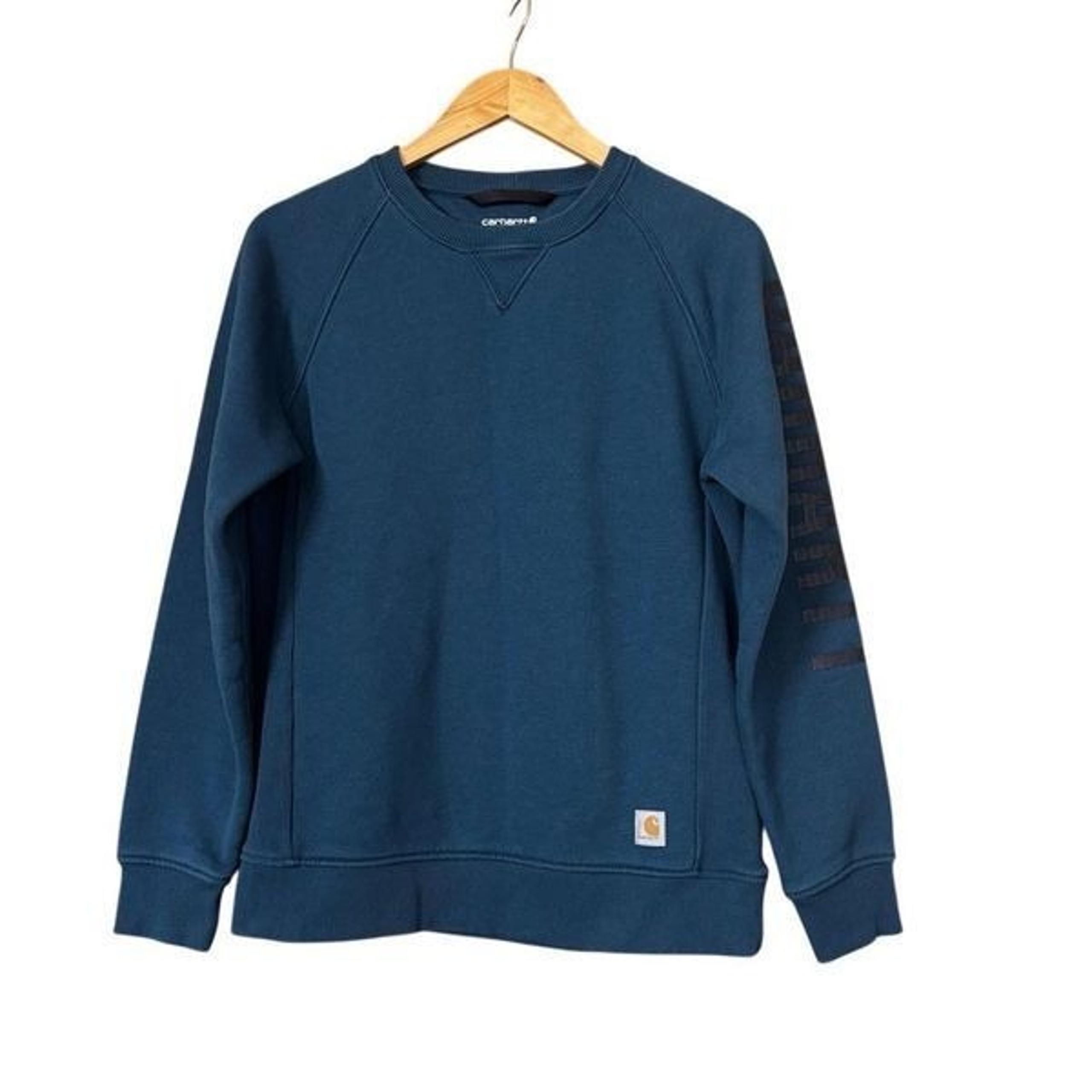 Carhartt Midweight Logo Sleeve Graphic Sweatshirt Womens M Blue Relaxed Fit