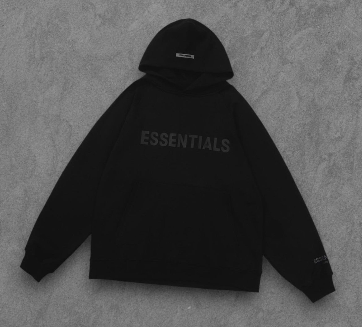 Fear of God ESSENTIALS Black Hoodie – Unisex, Minimalist Streetwear