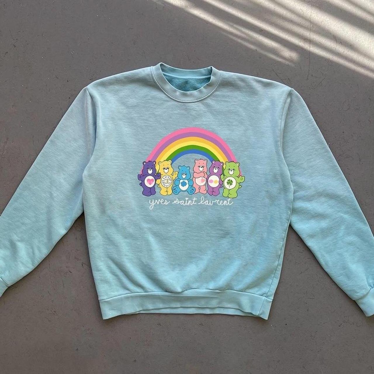 mega yacht blue care bears ysl graphic crewneck sweatshirt