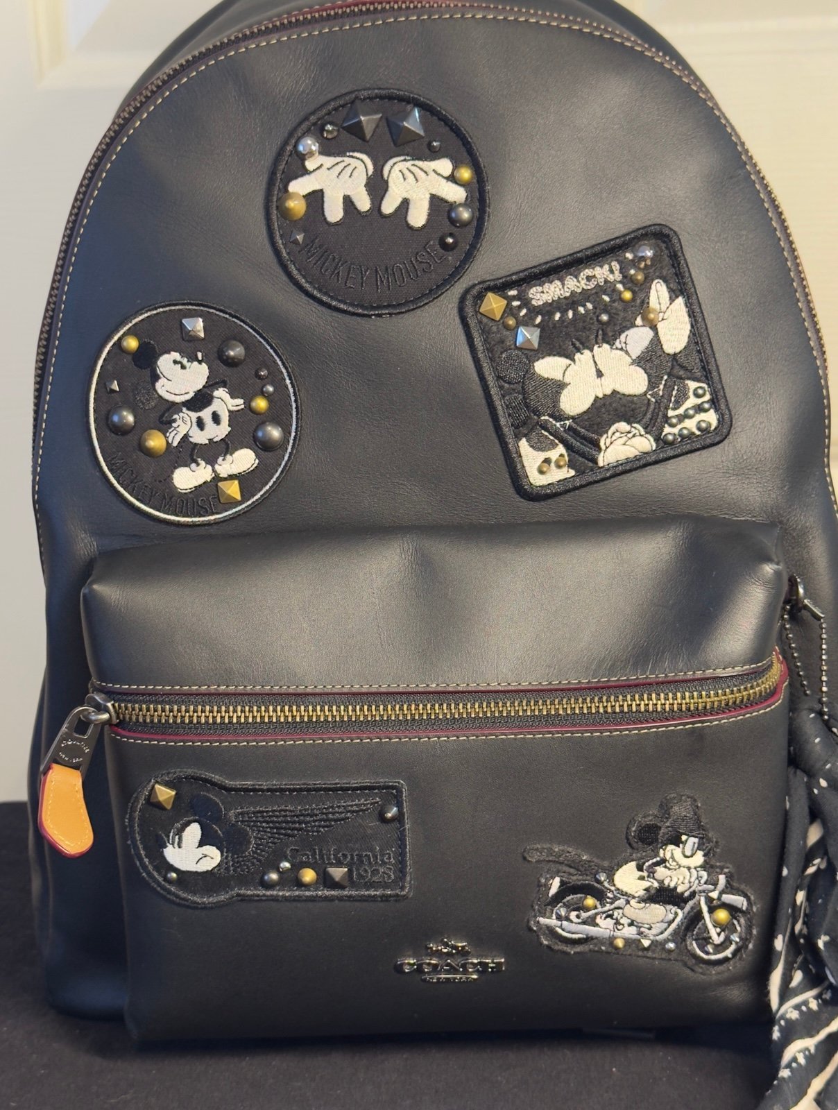 COACH Disney x collection large Mickey Mouse patches and bandana charm backpack