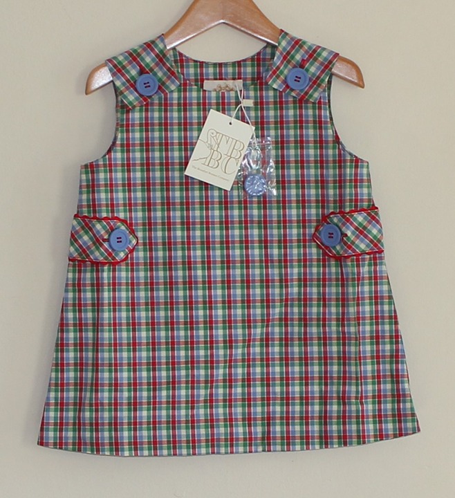 NEW TBBC Janie Jumper Dress 12-18 Months Plaid Ric Rac Beaufort Bonnet Company