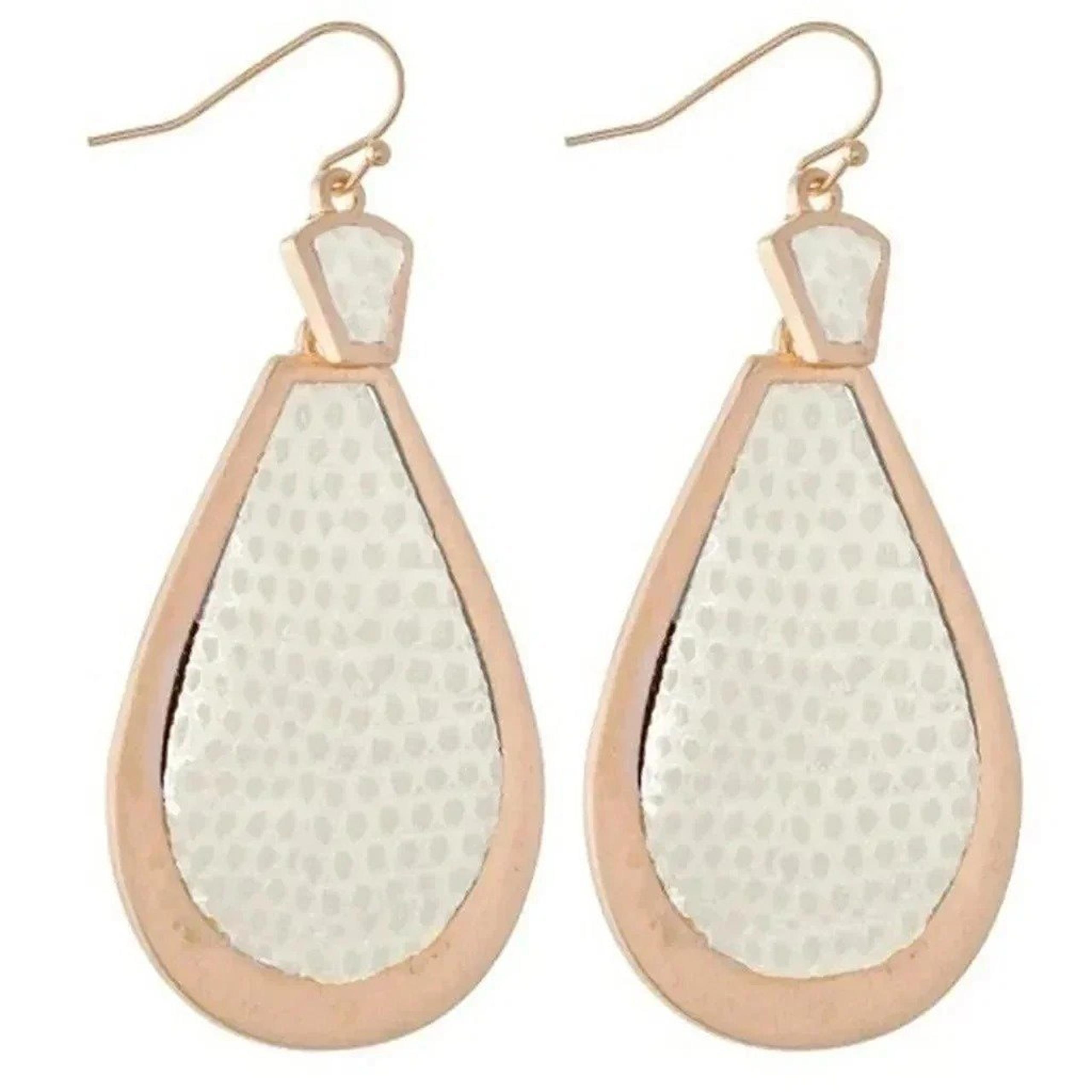 Boutique NWT Faux Leather Teardrop Earring-ivory