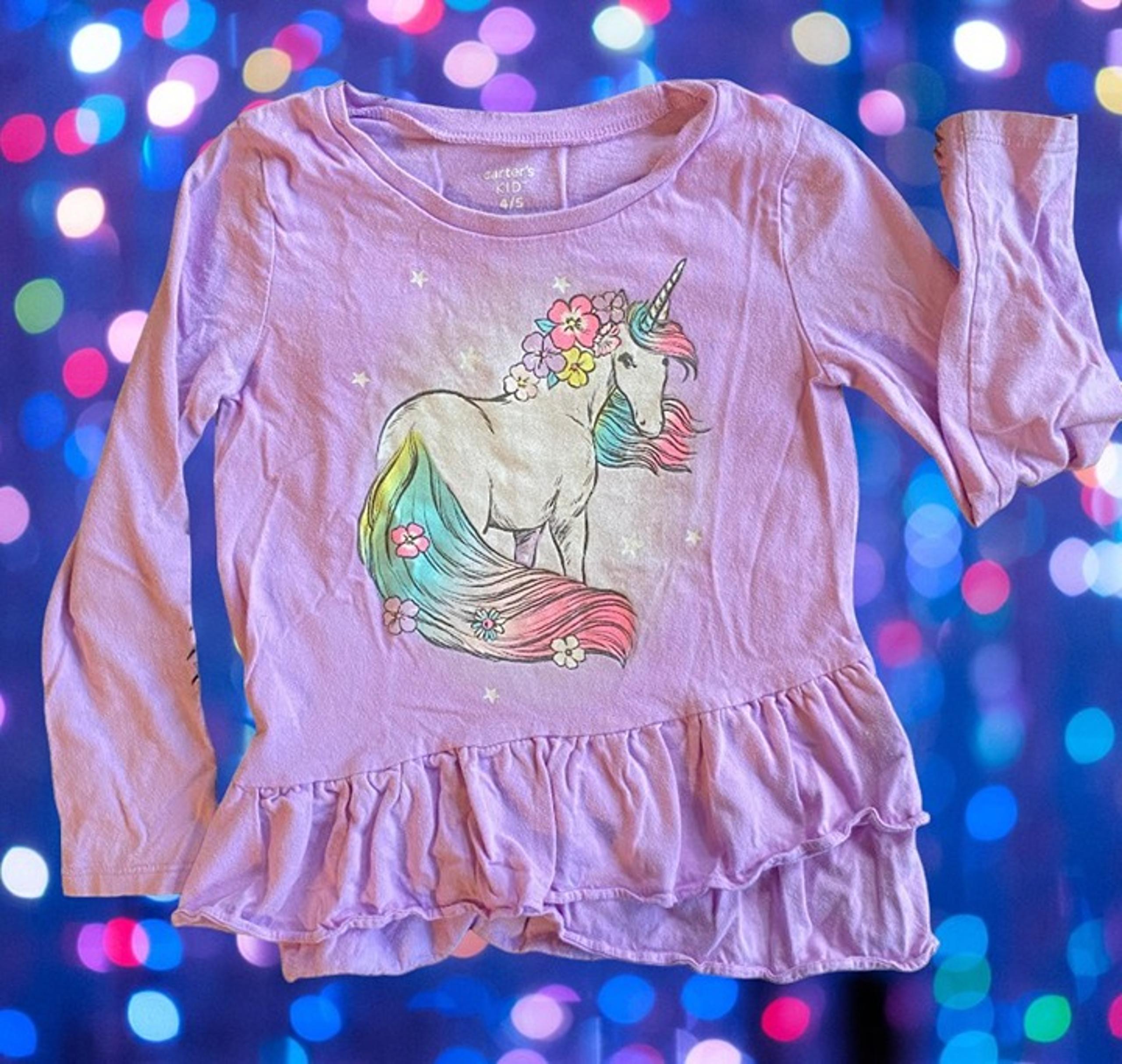 Carter's Floral Unicorn Graphic Tee Long Sleeve
