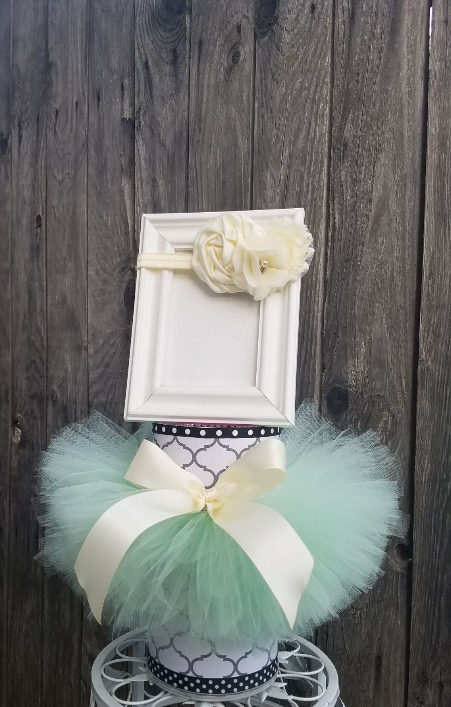 Mint Ivory Tutu & Headband Size 12-18 mo