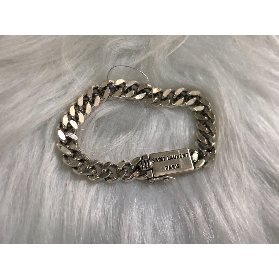 Silver Colored Miami Cuban Link Bracelet Mens Hip Hop Curb Link 【sold as it is】